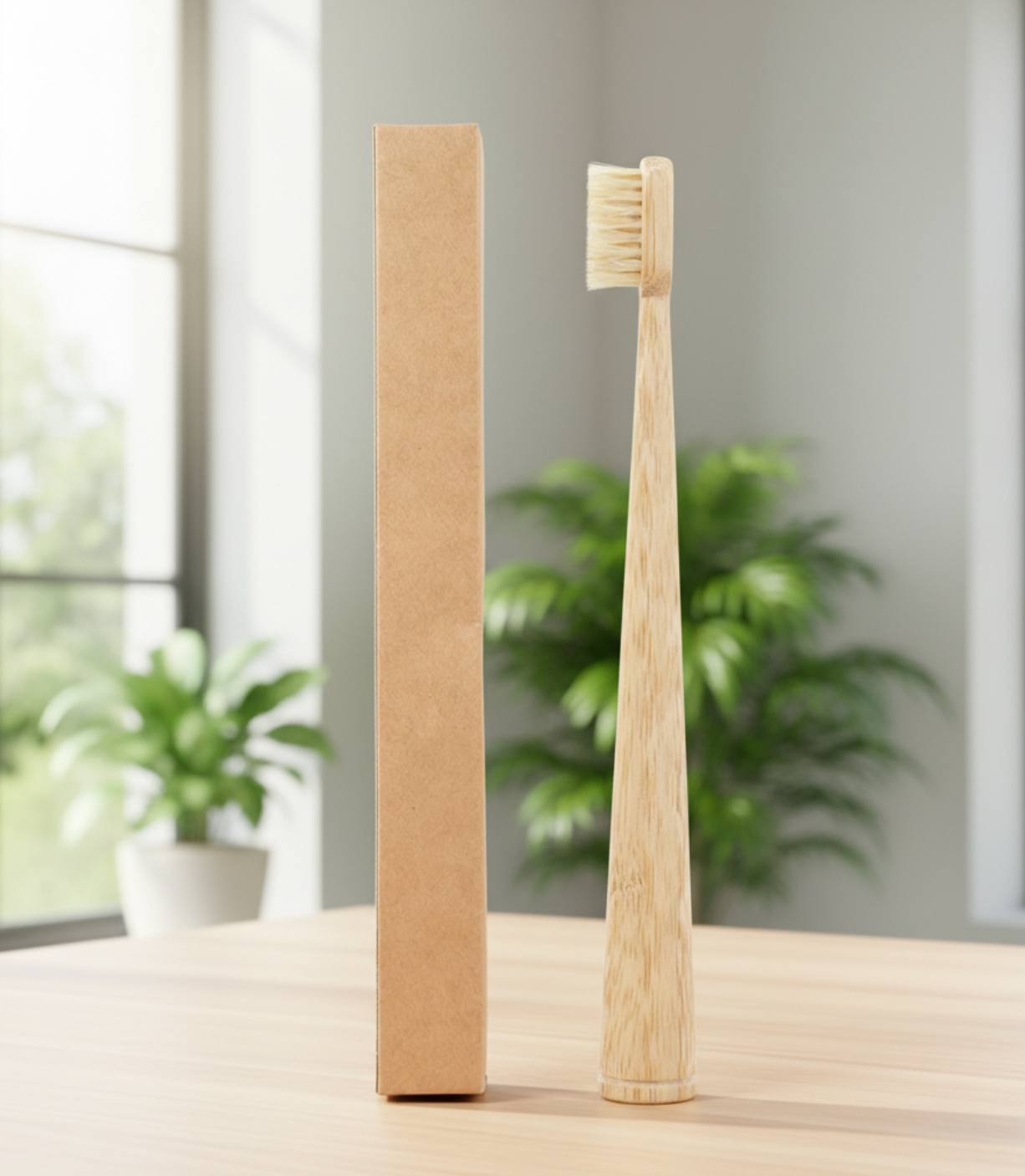 Bamboo Toothbrush with Natural Bristles - Tapered Handle